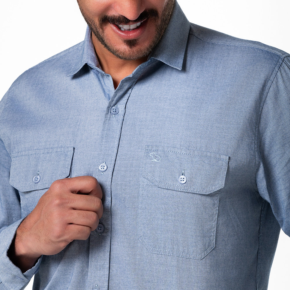 Camisa Casual Camisa Casual Hombre Lec Lee Azul