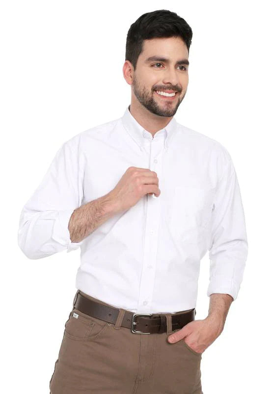 Camiseta blanca 100% algodón de manga larga para hombre 
