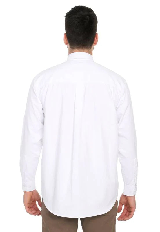 Camiseta blanca 100% algodón de manga larga para hombre 