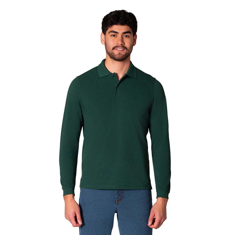Camiseta Polo Hombre Manga Larga Verde Lec Lee