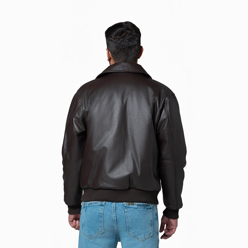 Chaqueta En Cuero Hombre Lec Lee Café