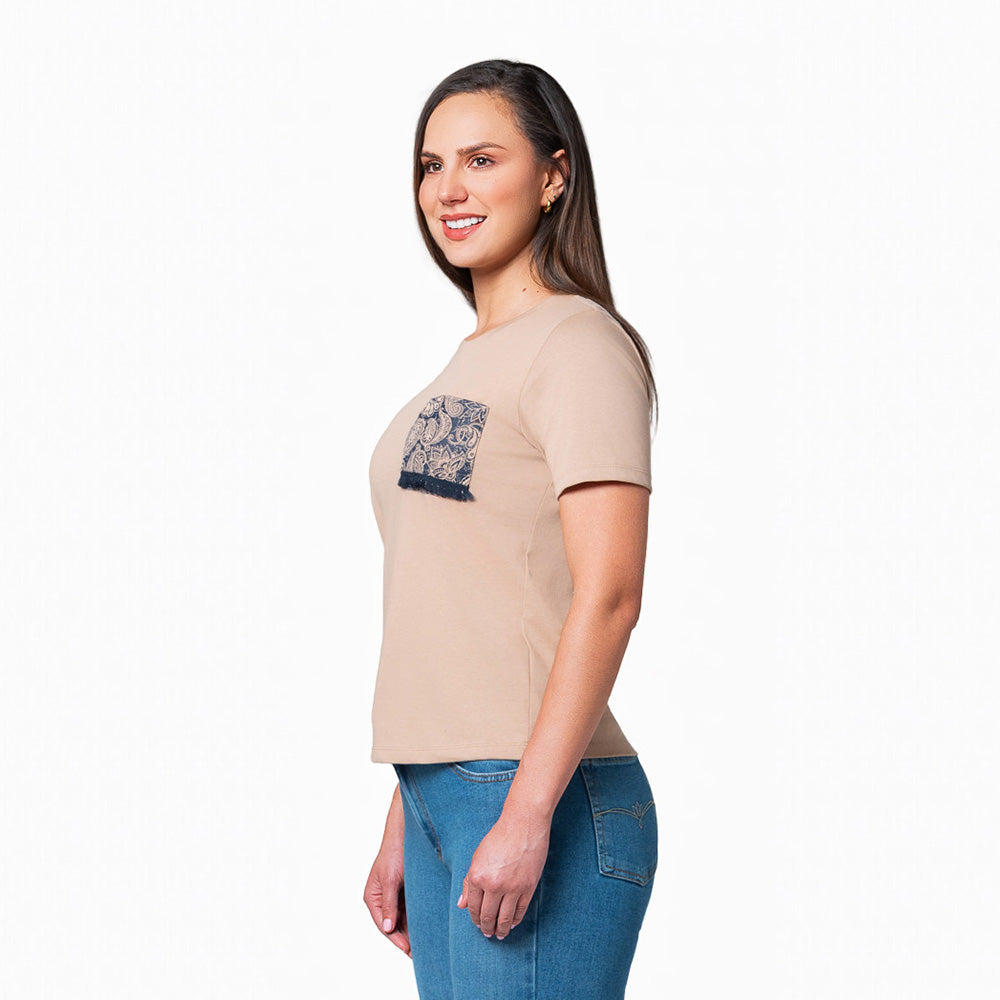 Camiseta Cuello Redondo Lec Lee Caqui