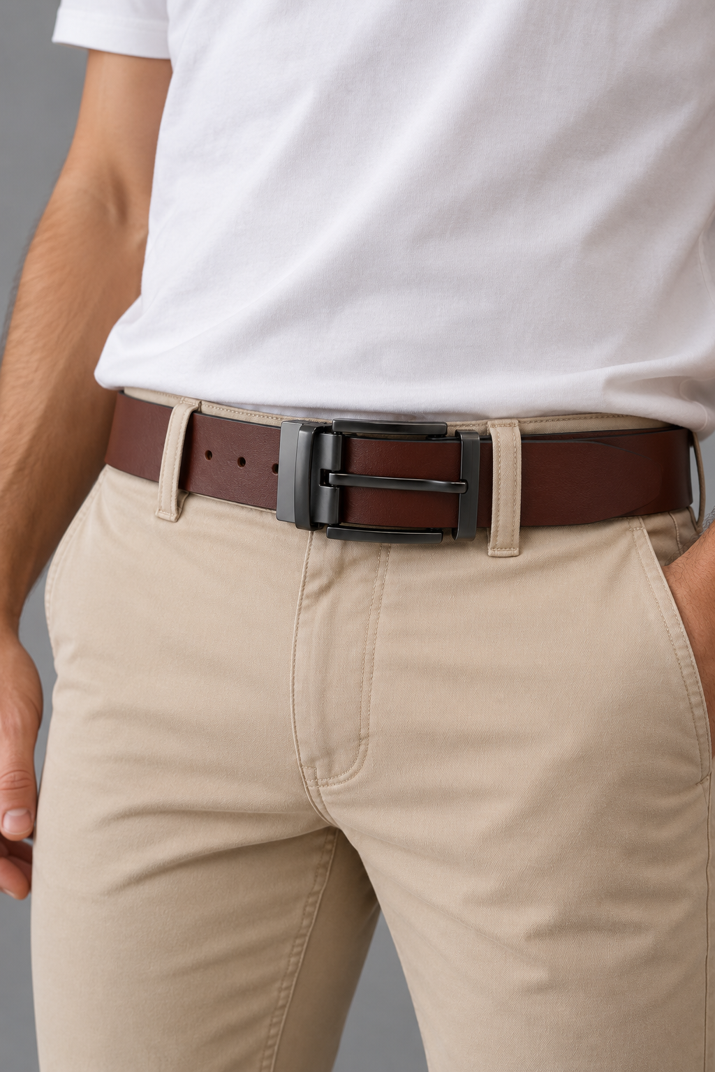 Cinturón Casual Hombre Reversible Lec Lee Café-Negro