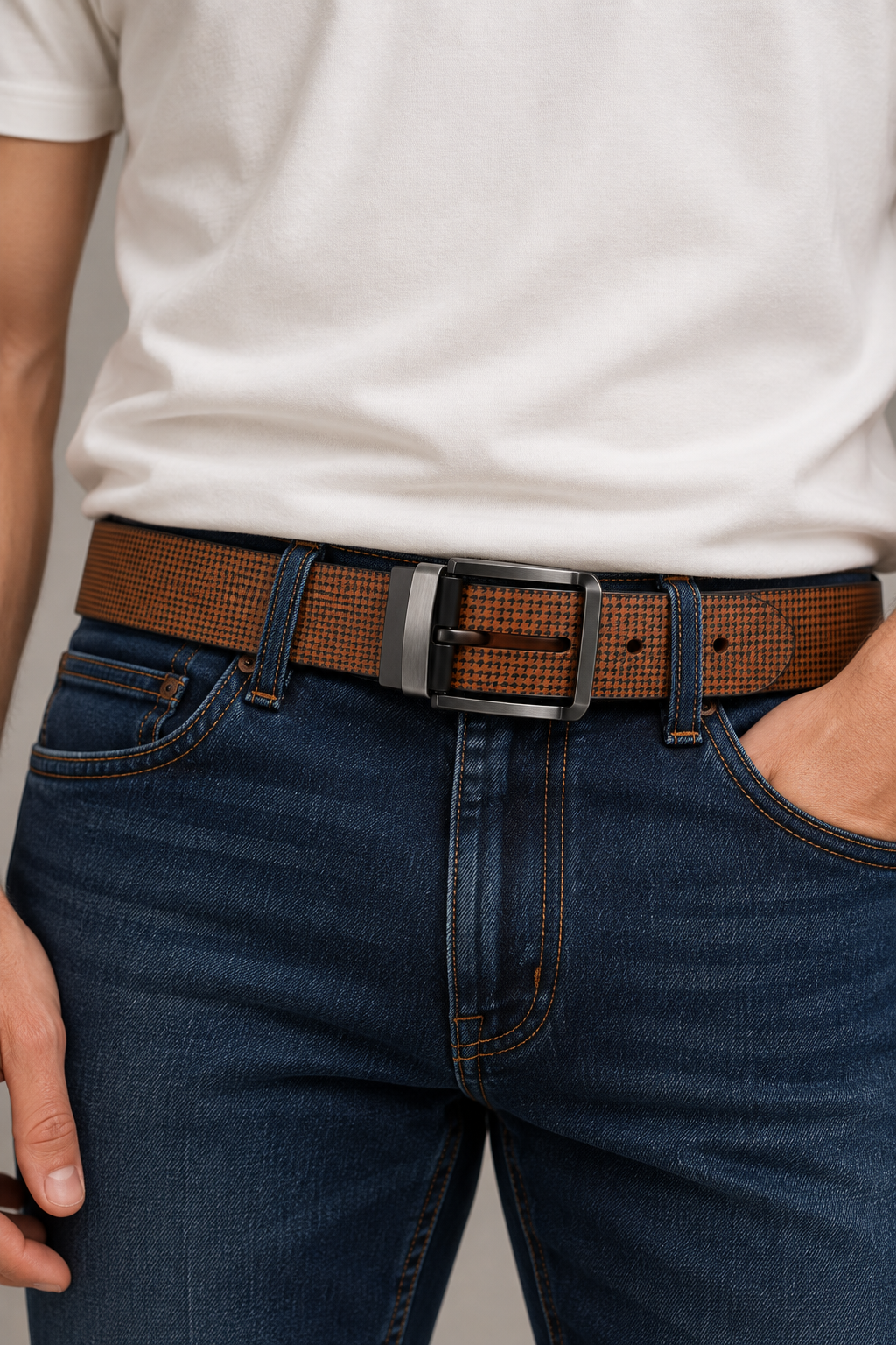 Cinturón Casual Hombre Reversible Lec Lee tabaco-Negro