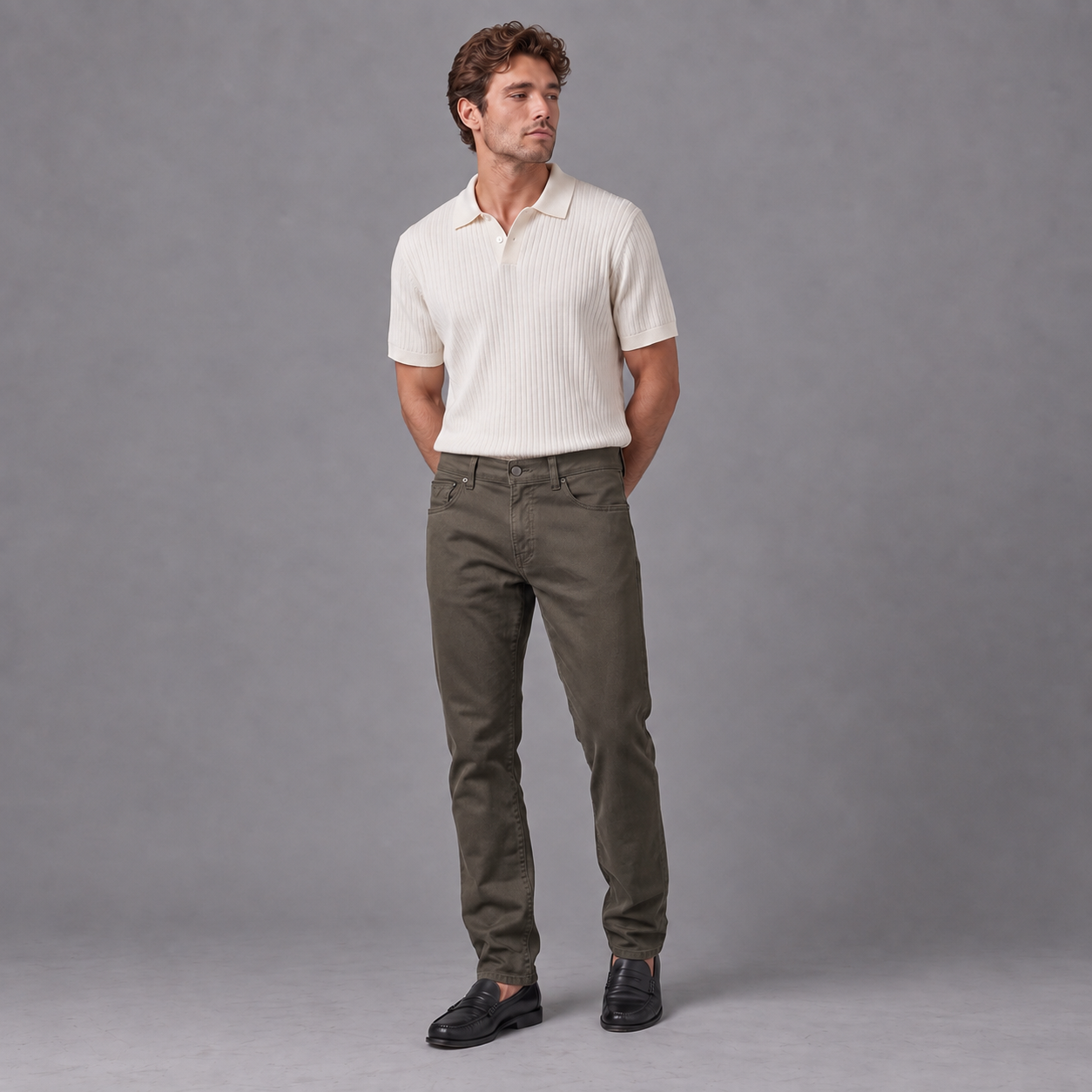 Jean Slim Hombre Lec Lee Verde Taupe