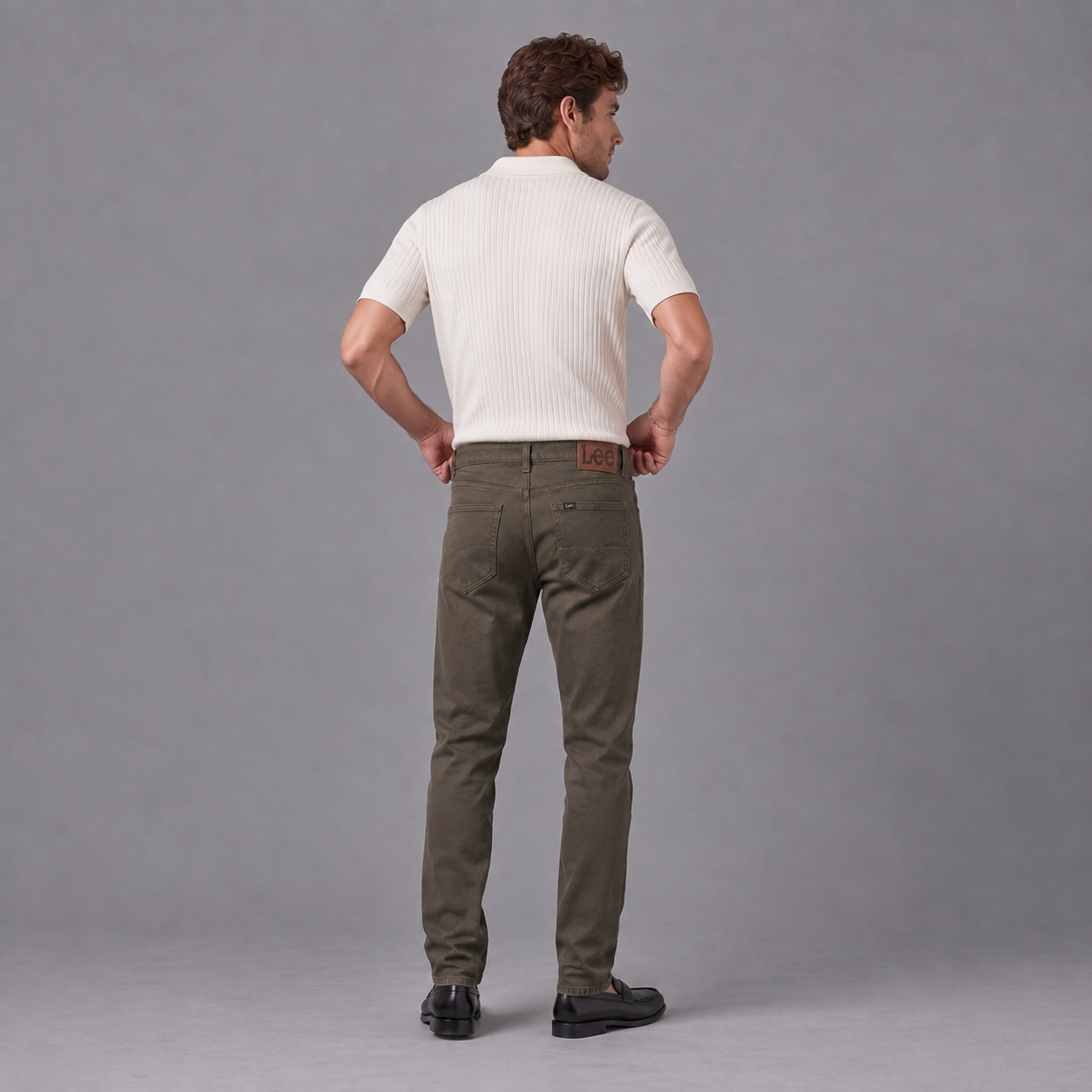 Jean Slim Hombre Lec Lee Verde Taupe
