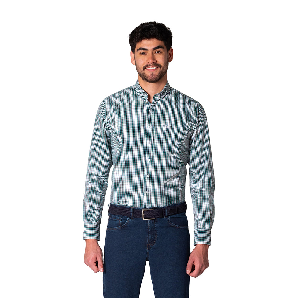 Camisa Casual Hombre Lec Lee Verde-Vinotinto