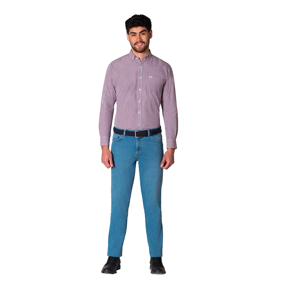 Camisa Casual Hombre Lec Lee Verde-Vinotinto