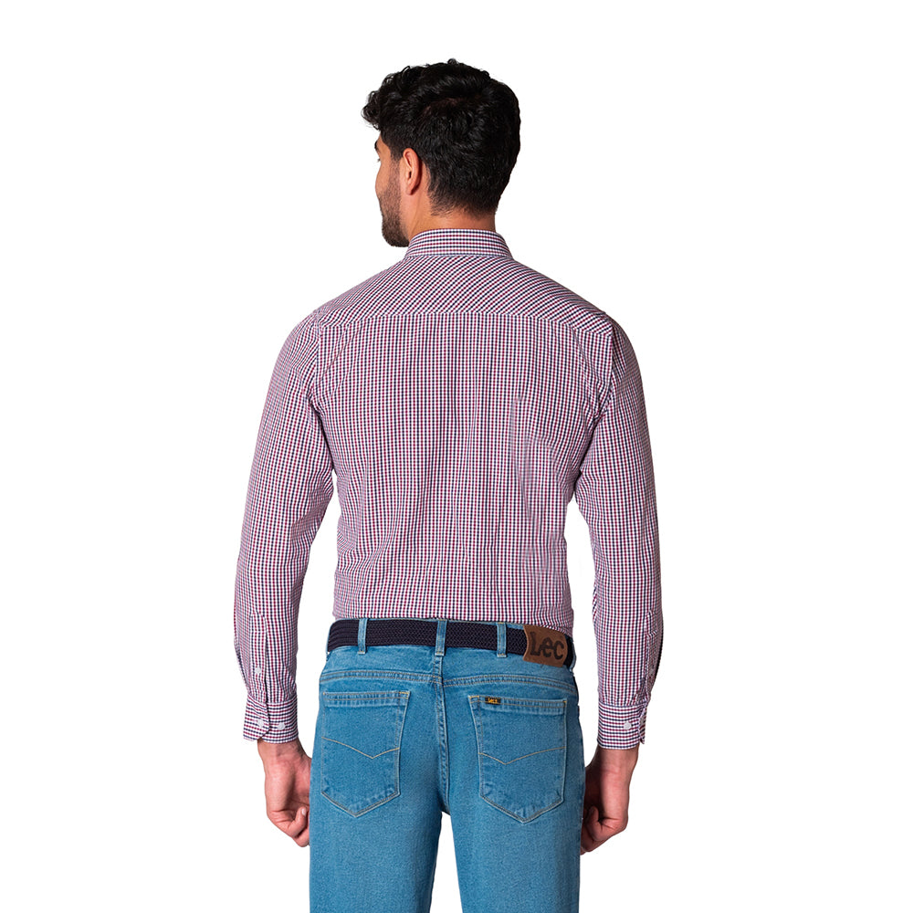 Camisa Casual Hombre Lec Lee Verde-Vinotinto