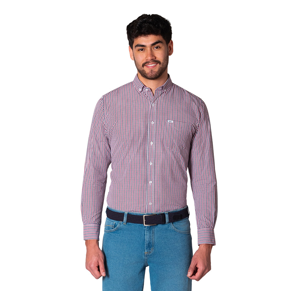 Camisa Casual Hombre Lec Lee Verde-Vinotinto