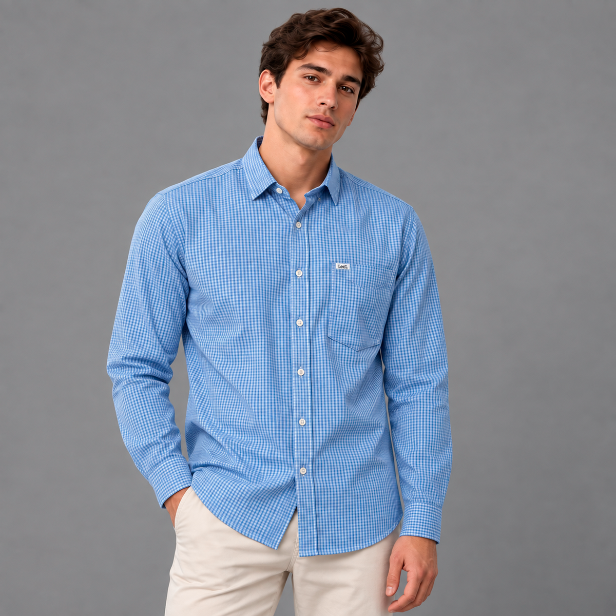 Camisa Casual Lec Lee Azul Claro