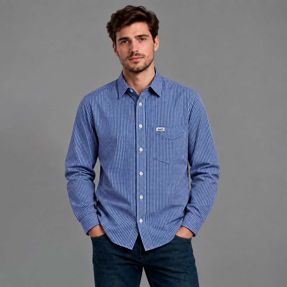 Camisa Casual Lec Lee Azul Medio
