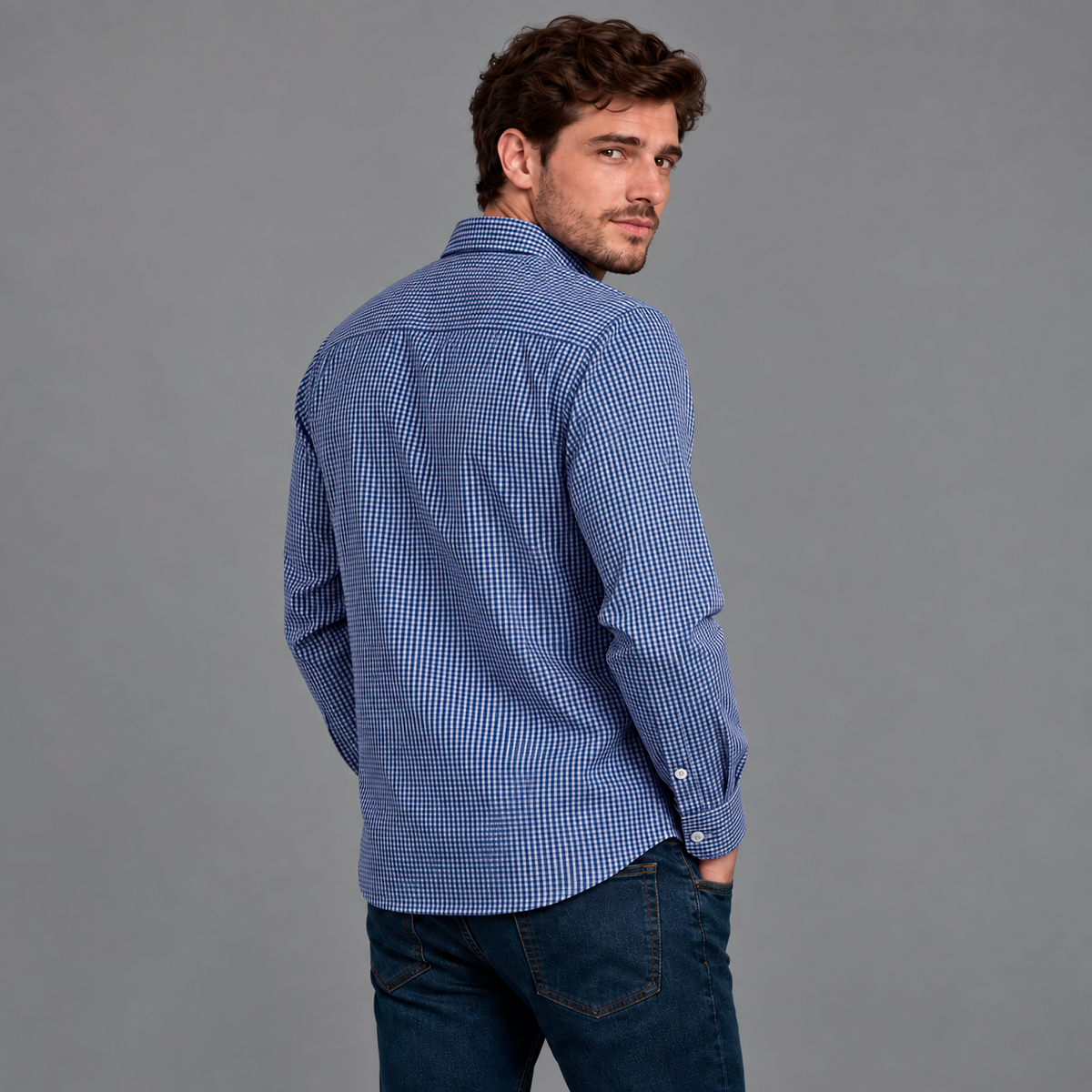 Camisa Casual Lec Lee Azul Medio