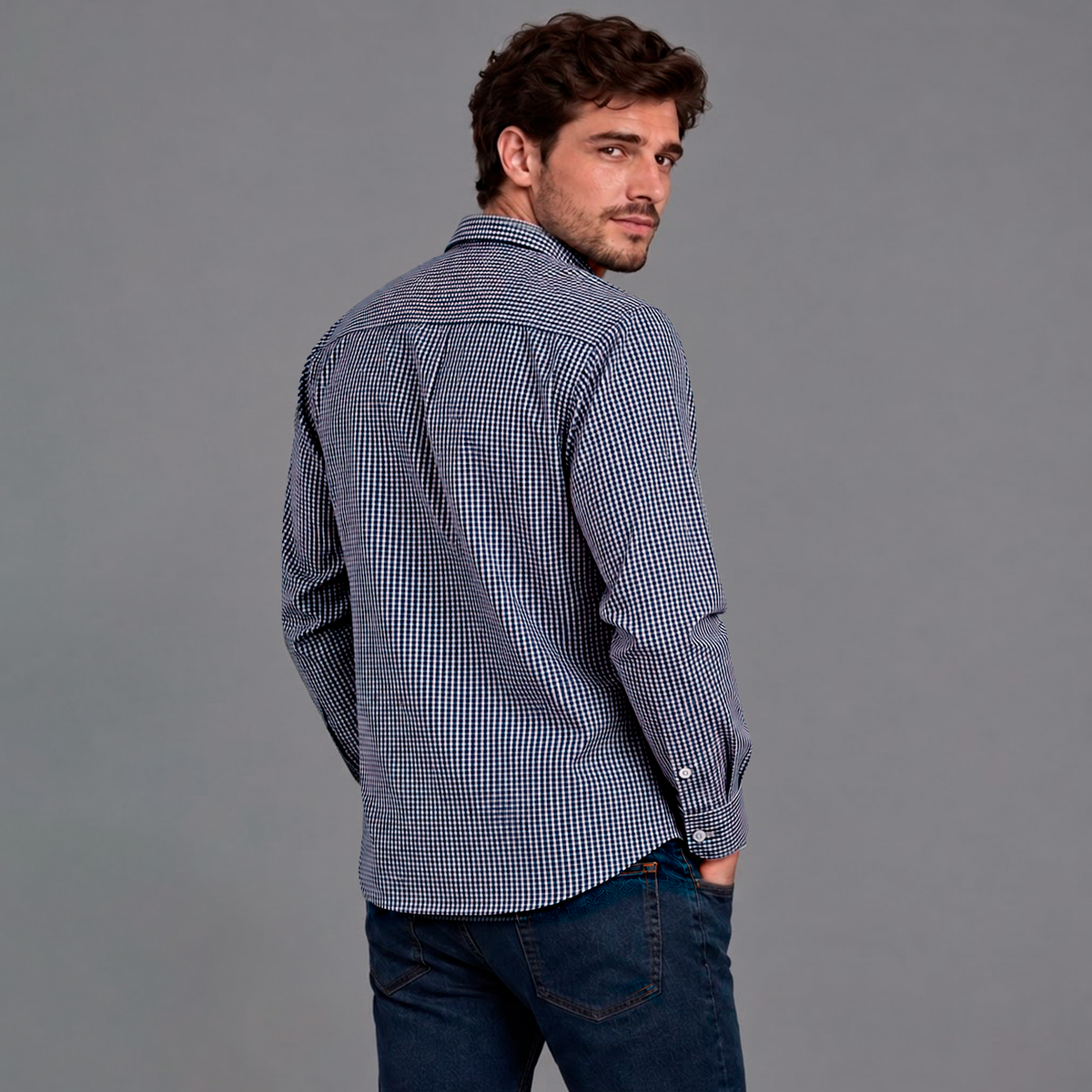Camisa Casual Lec Lee Azul Oscuro