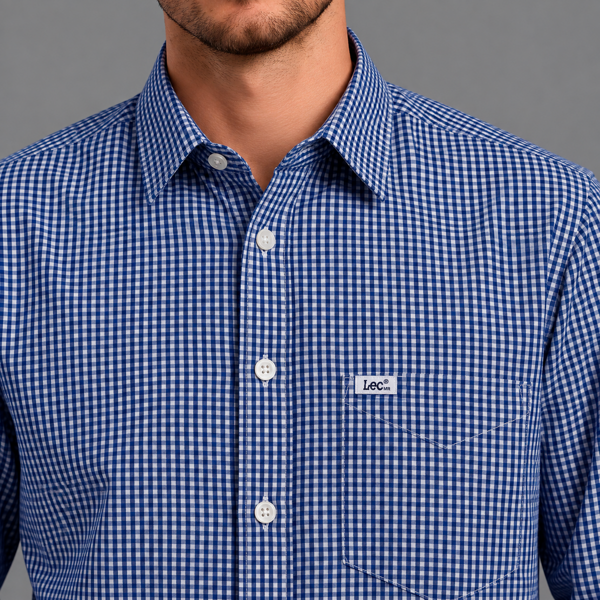 Camisa Casual Lec Lee Azul Medio