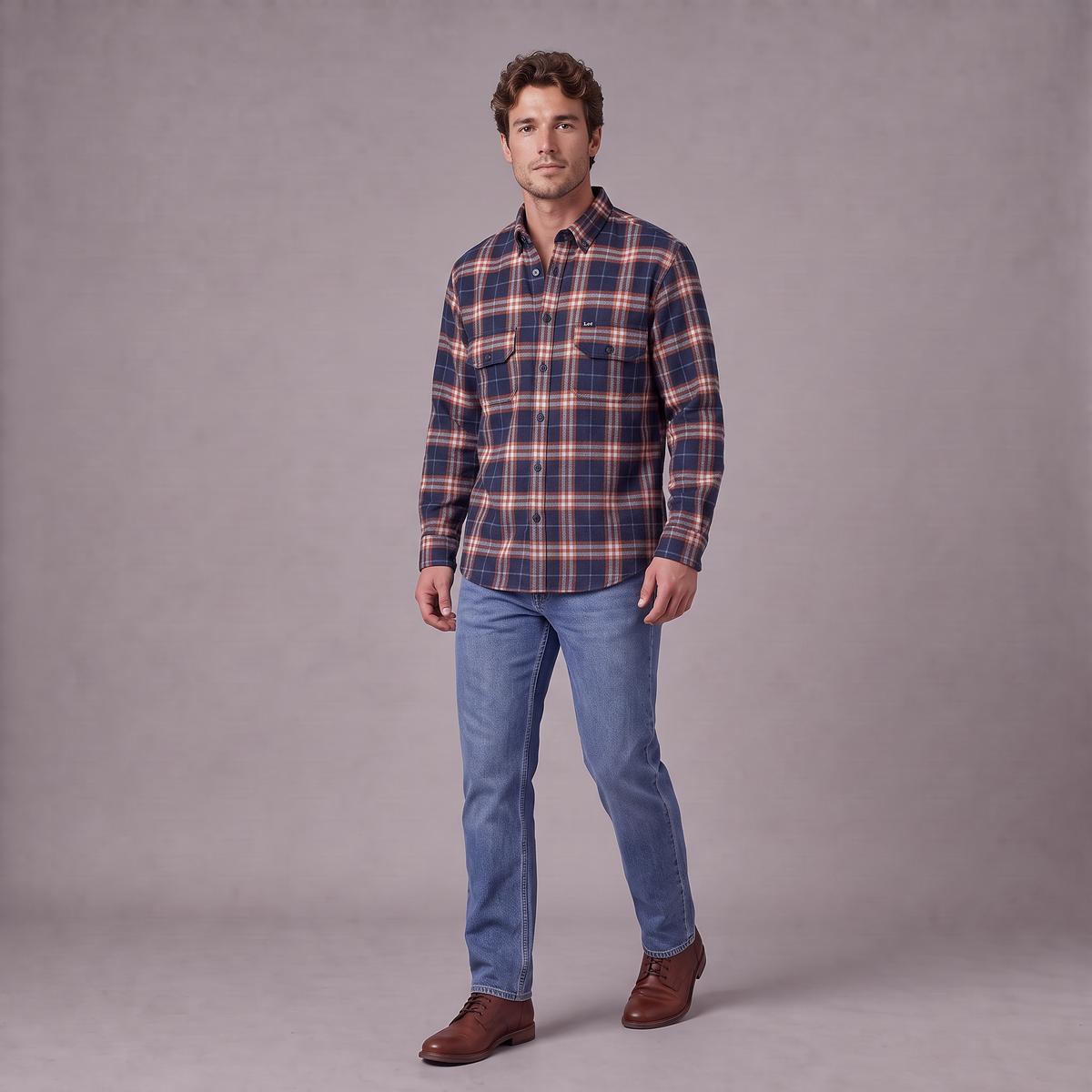 Camisa Leñadora Hombre Lec Lee Terracota
