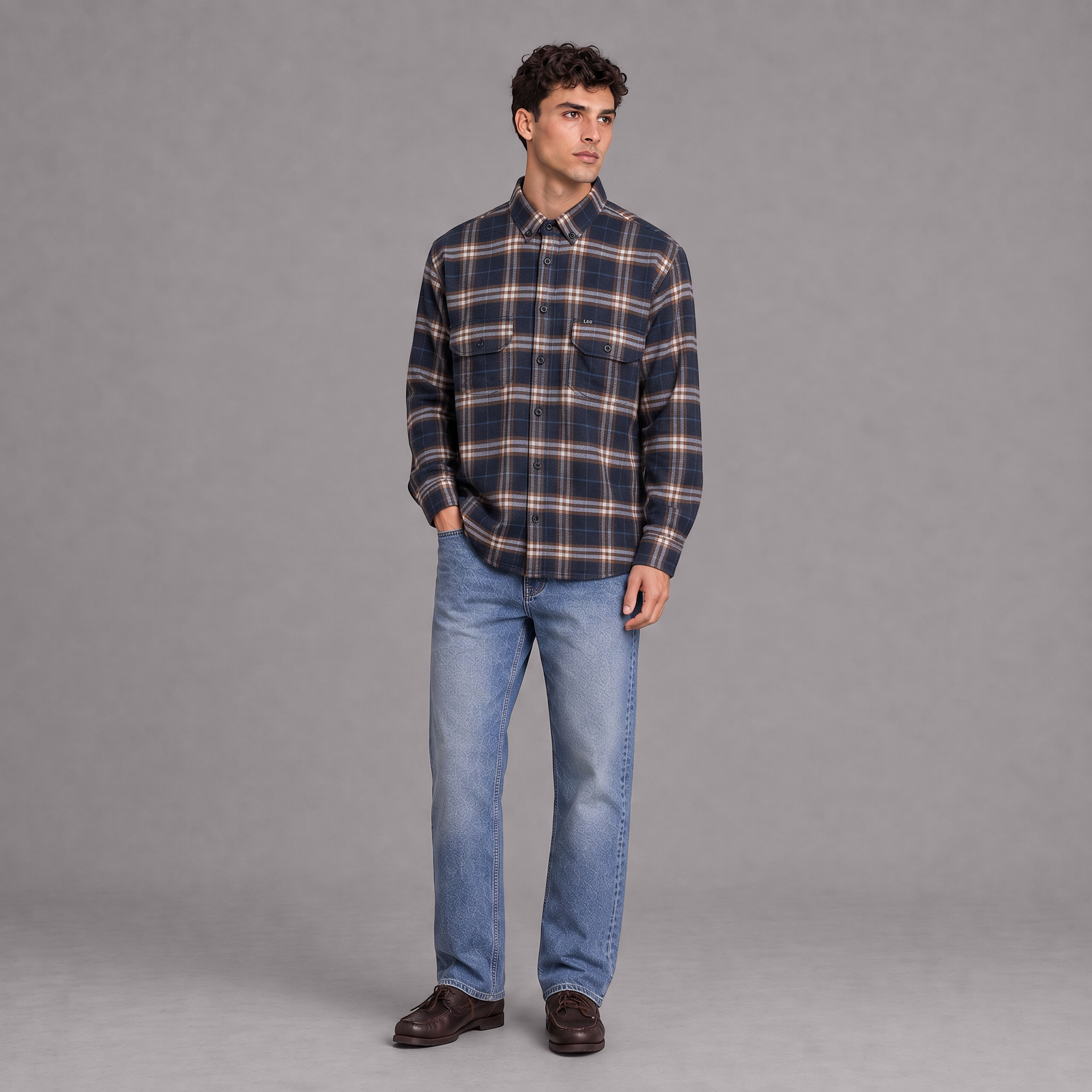 Camisa Leñadora Hombre Lec Lee Café