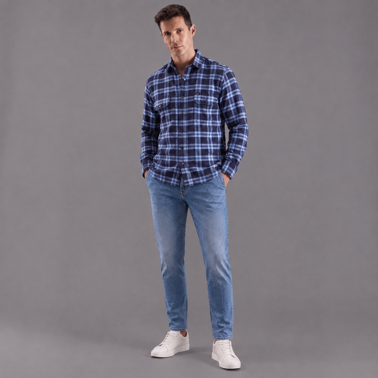 Camisa Leñadora Hombre Lec Lee Azul Claro