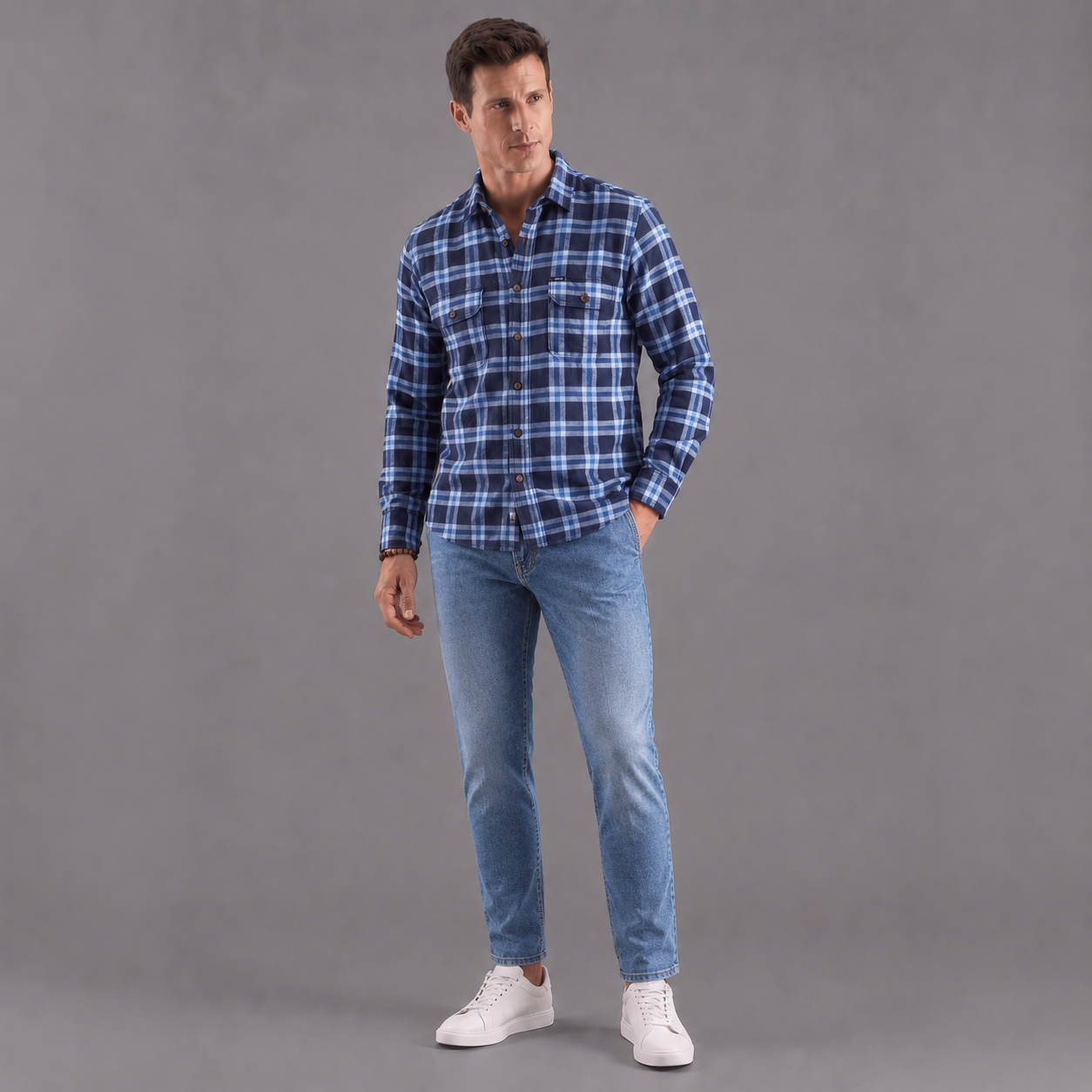 Camisa Leñadora Hombre Lec Lee Azul Claro