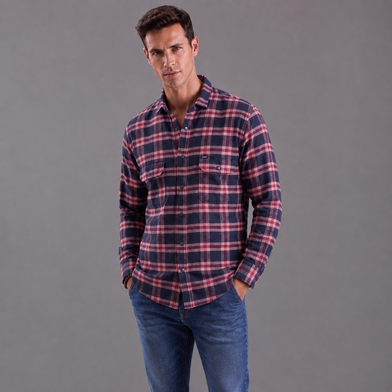 Camisa Leñadora Hombre Lec Lee Vinotinto
