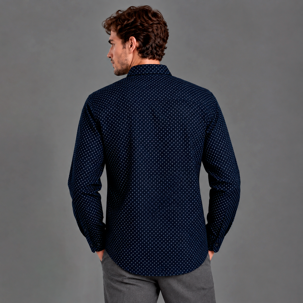Camisa Casual Manga Larga Lec Lee Azul Oscuro
