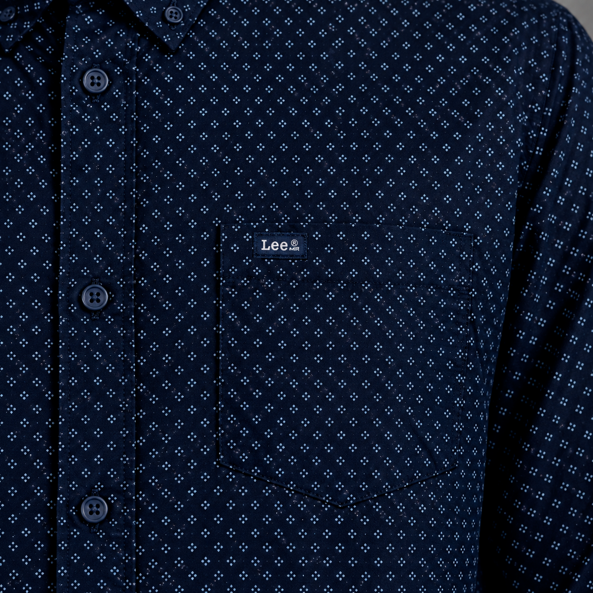 Camisa Casual Manga Larga Lec Lee Azul Oscuro