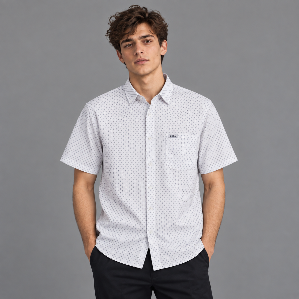 Camisa Casual Manga Corta Lec Lee Blanco