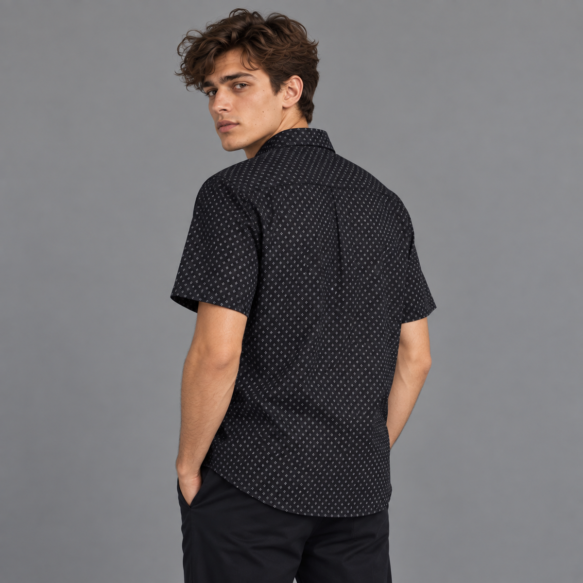 Camisa Casual Manga Corta Lec Lee Negro