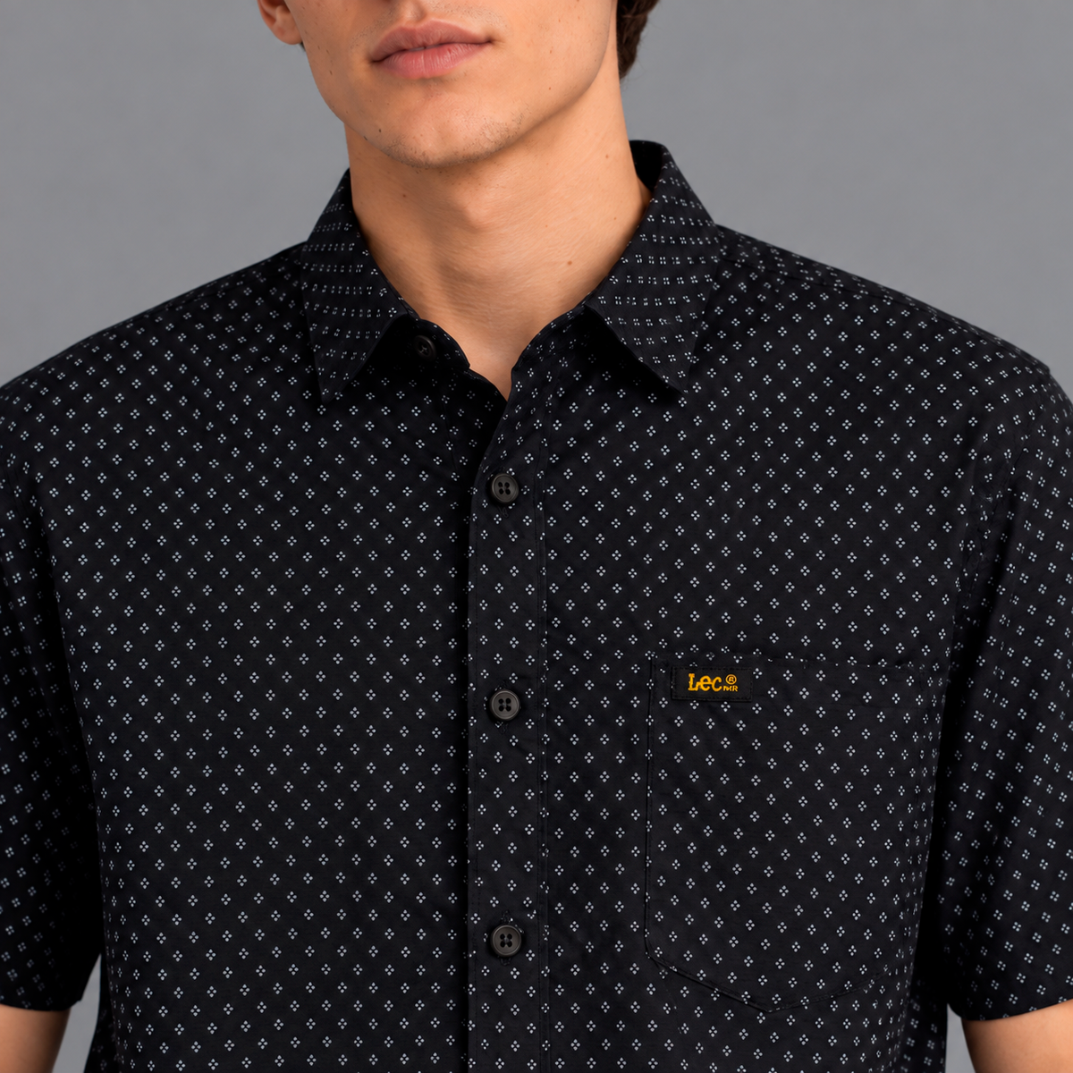 Camisa Casual Manga Corta Lec Lee Negro
