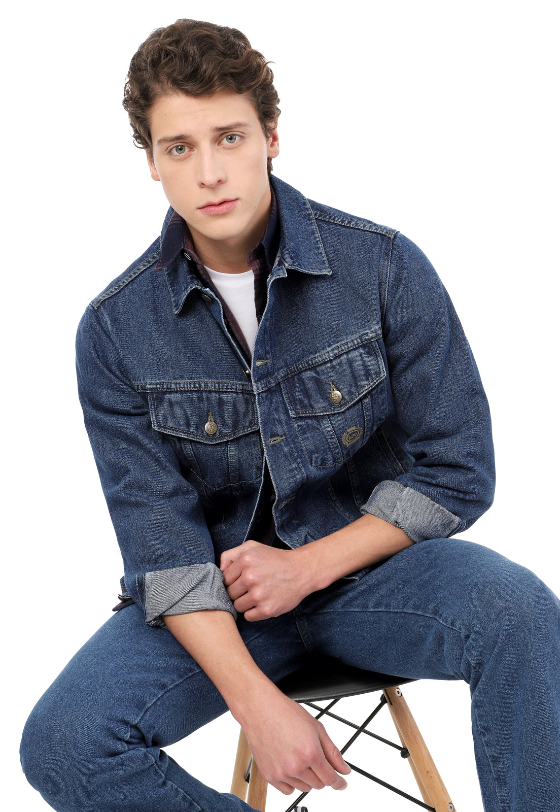 Chaqueta En Jean Clásica Hombre Lec Lee Indigo Medio