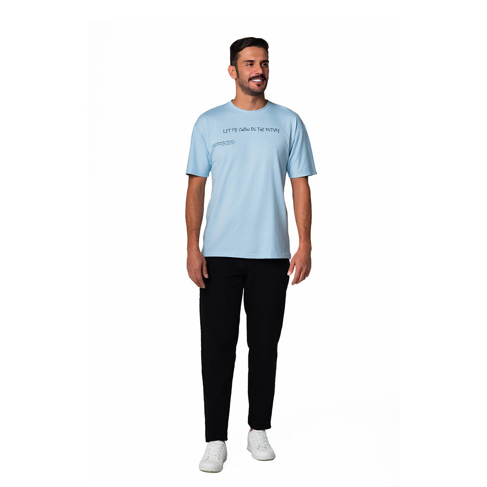 Camiseta Casual Hombre Lec Lee Azul Claro
