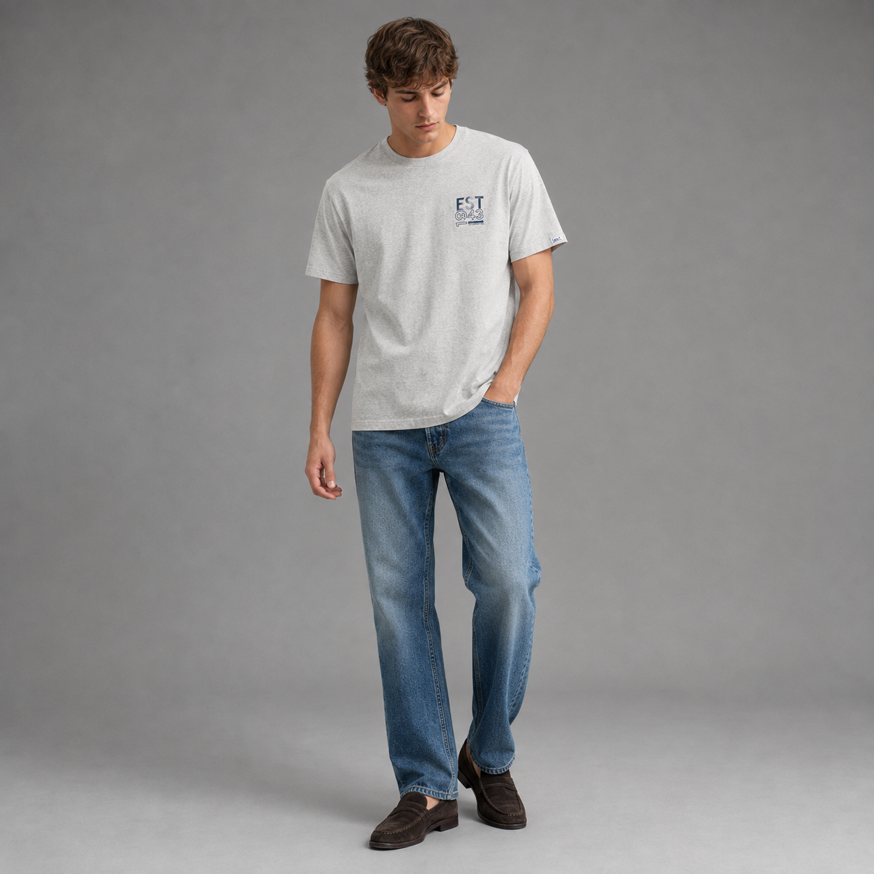 Camiseta Cuello Redondo Oversize Hombre Lec Lee Crudo