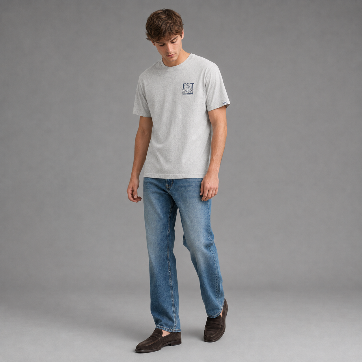 Camiseta Cuello Redondo Oversize Hombre Lec Lee Crudo