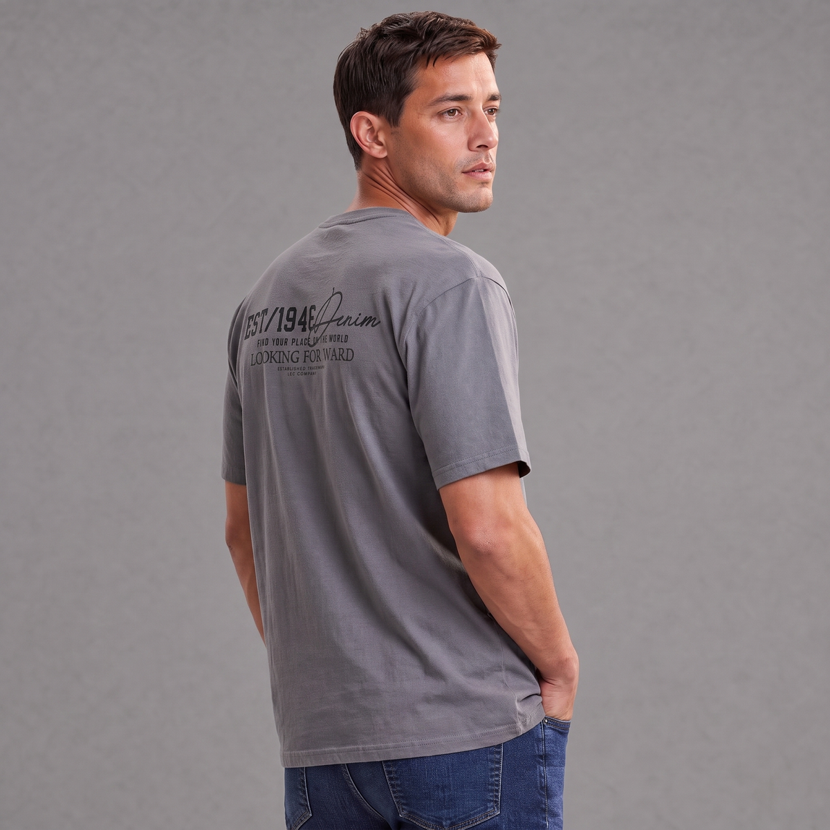 Camiseta Oversize Hombre Lec Lee Gris Medio