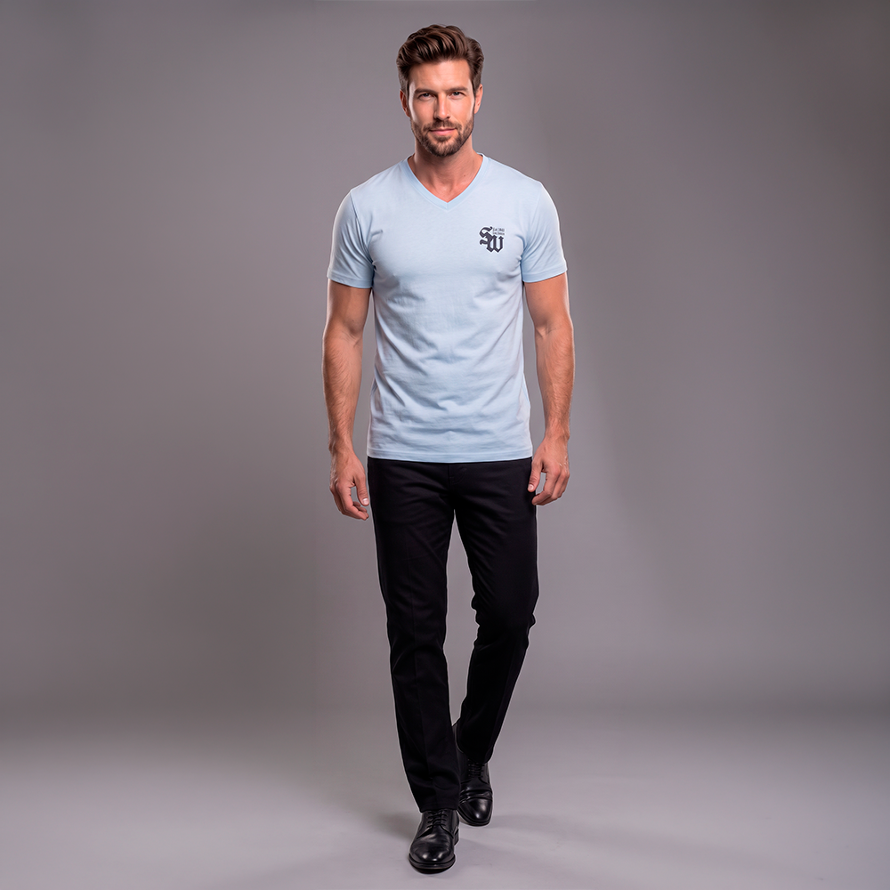 Camiseta Oversize Hombre Lec Lee Azul Claro