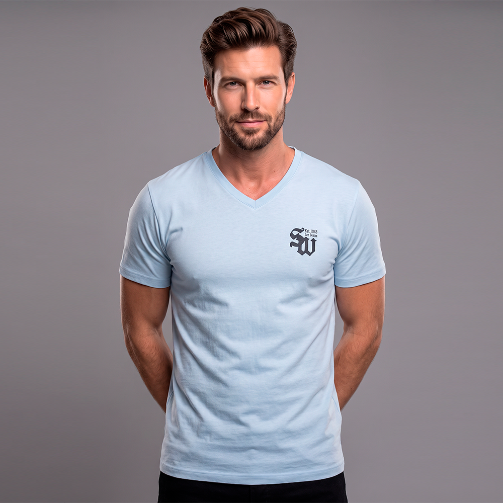 Camiseta Oversize Hombre Lec Lee Azul Claro