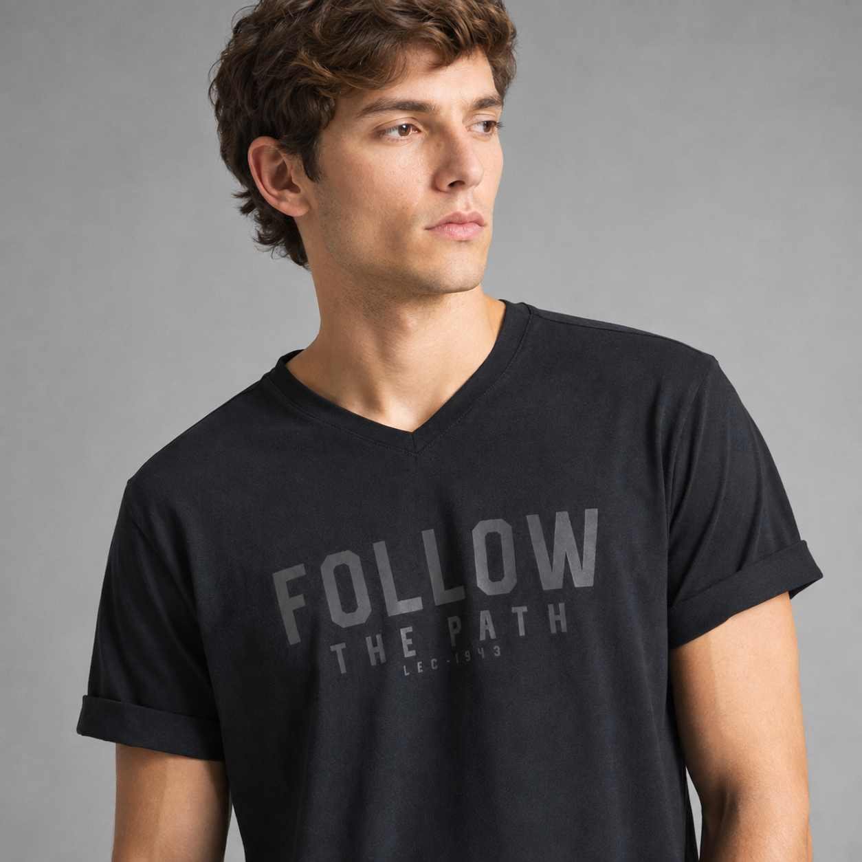 Camiseta Slim Hombre Cuello V Lec Lee Negra