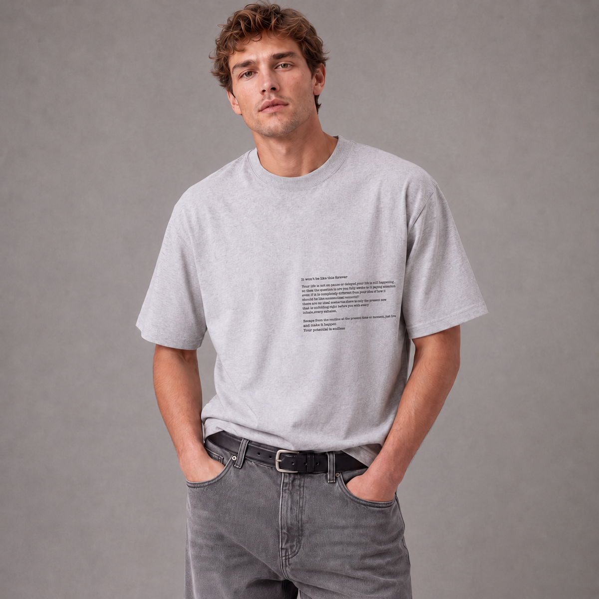 Camiseta Cuello Redondo Oversize Hombre Lec Lee Arena