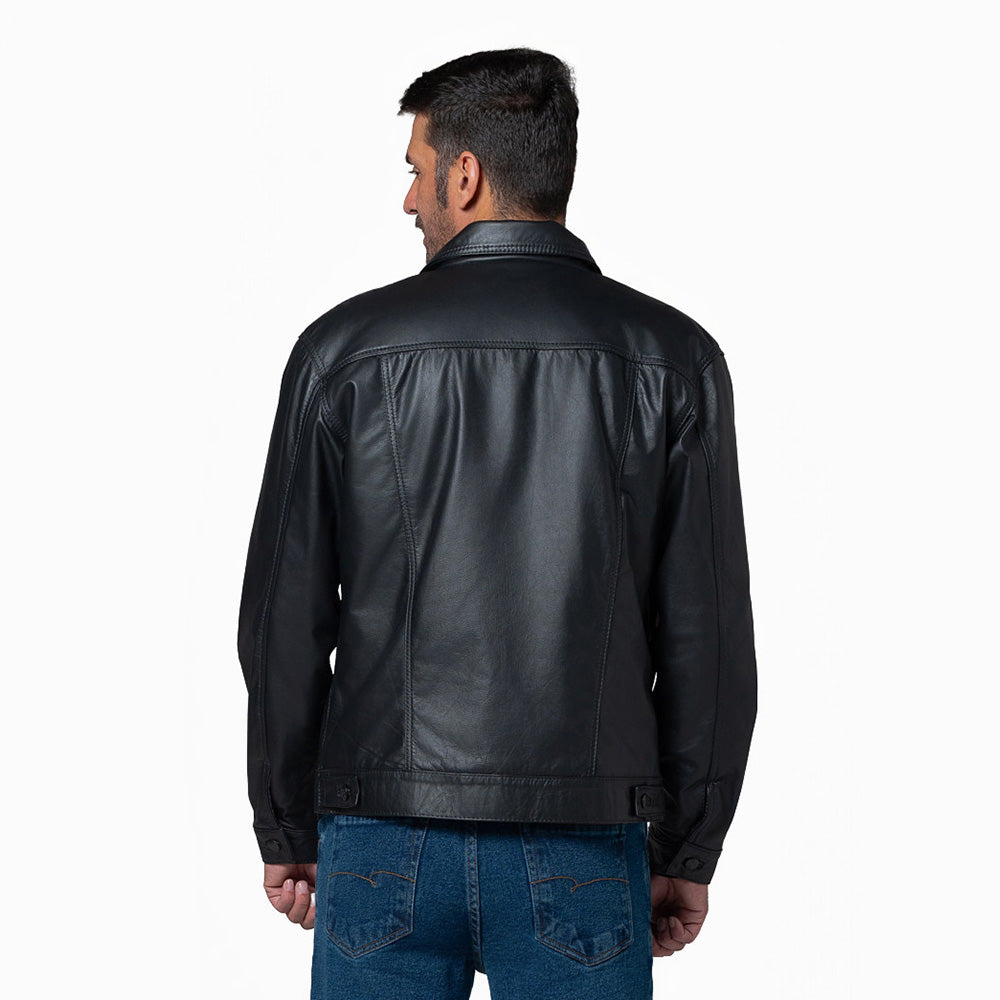 Chaqueta En Cuero Hombre Lec Lee Negro