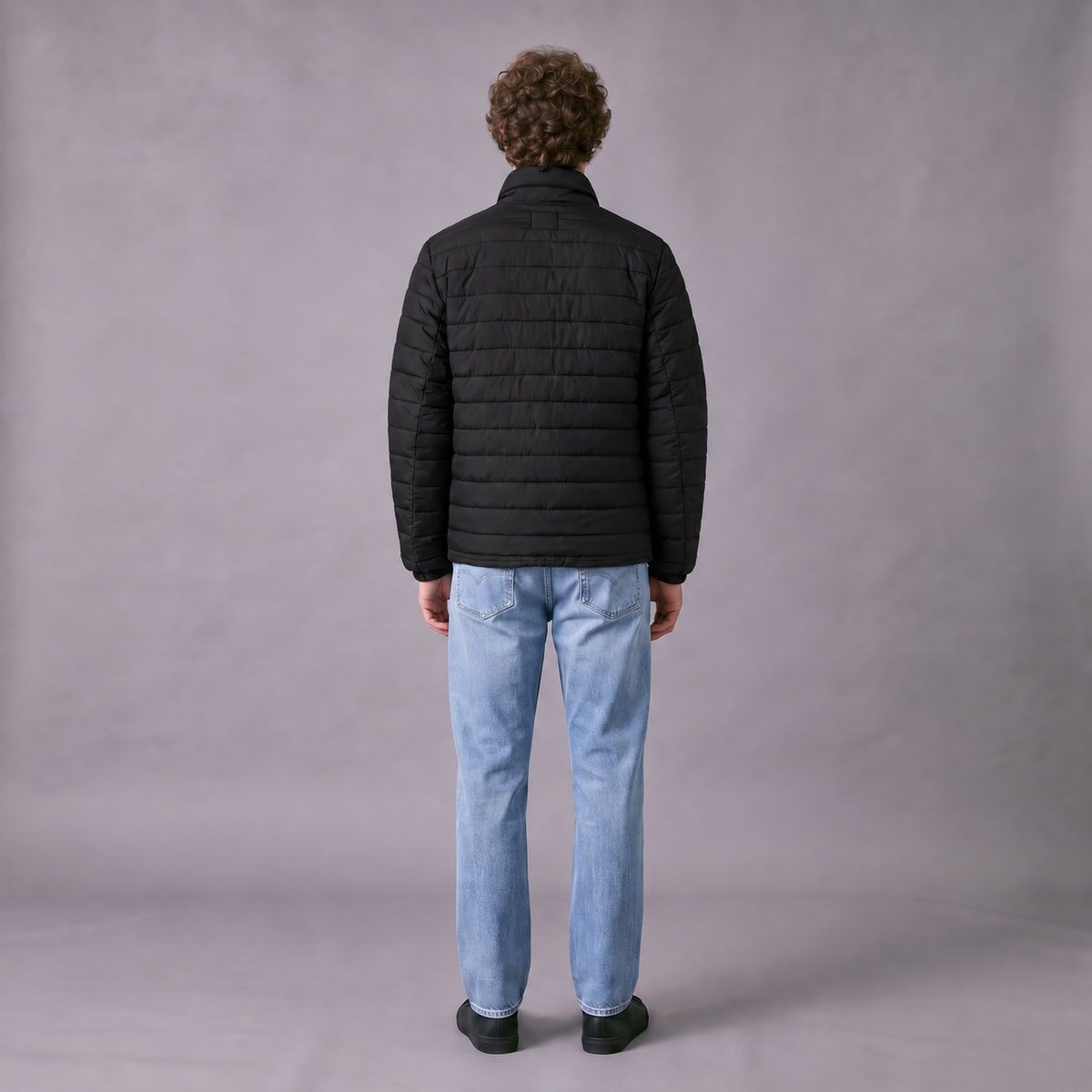 Chaqueta Acolchada Para hombre Negra-Verde