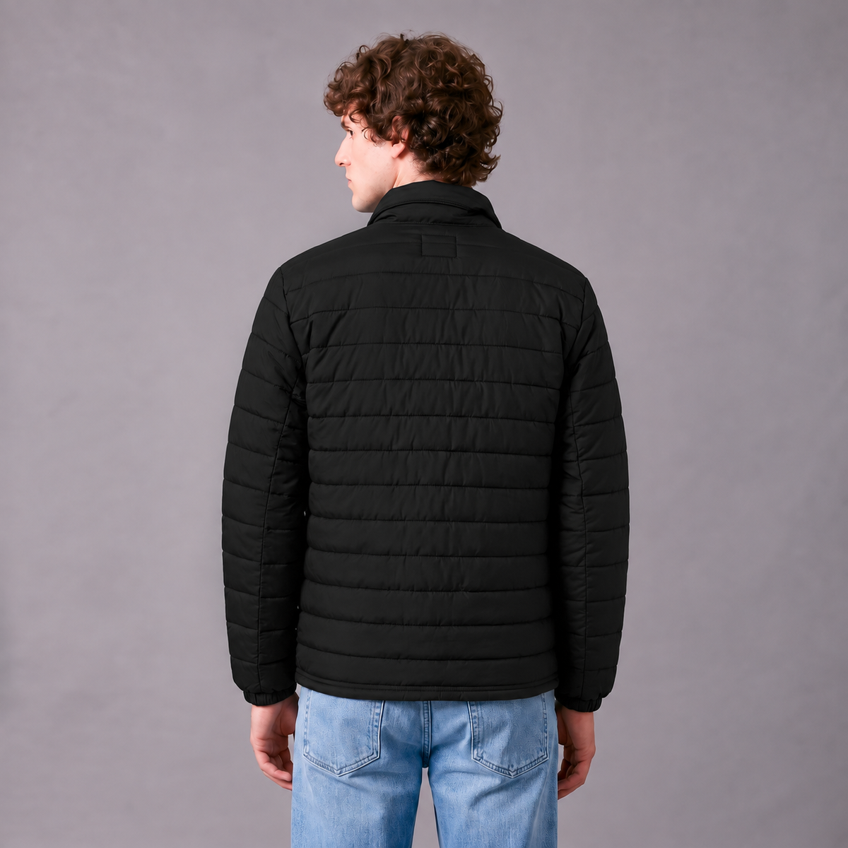 Chaqueta Acolchada Para hombre Negra-Verde