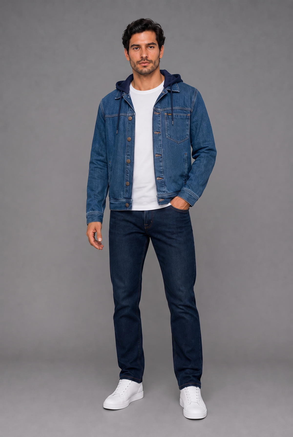 Chaqueta en Índigo Hombre Lec Lee con Capota