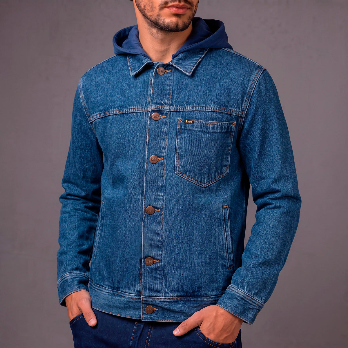 Chaqueta en Índigo Hombre Lec Lee con Capota