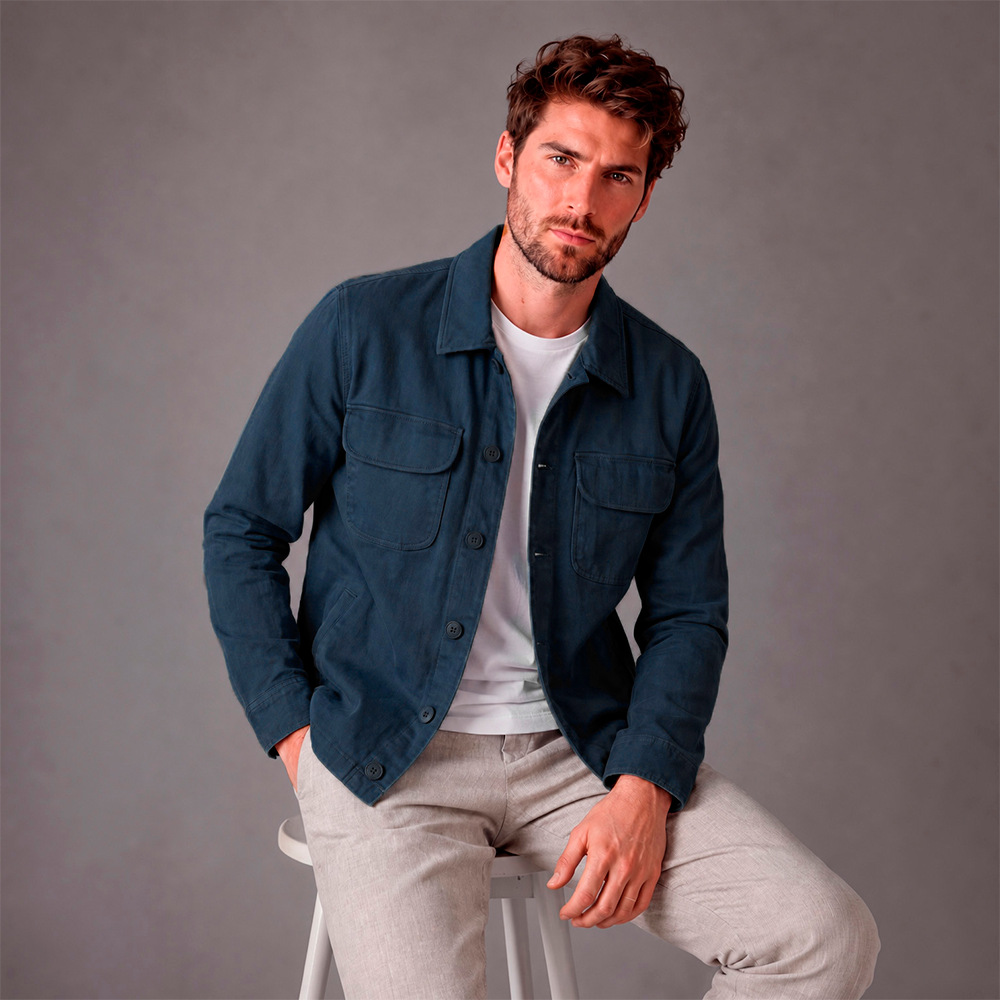 Chaqueta En Dril Hombre Lec Lee Azul Petróleo