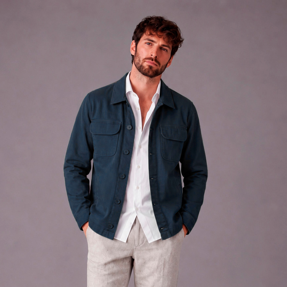 Chaqueta En Dril Hombre Lec Lee Azul Petróleo
