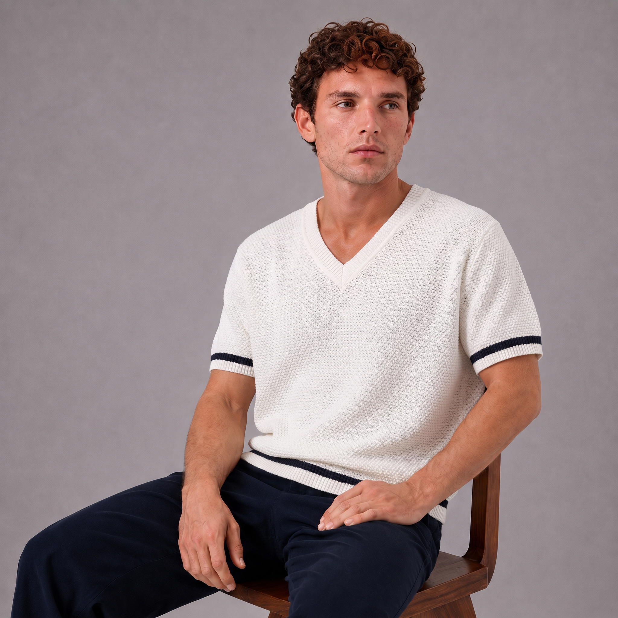 Sweater Tipo Camiseta Cuello V Lec Lee Crudo