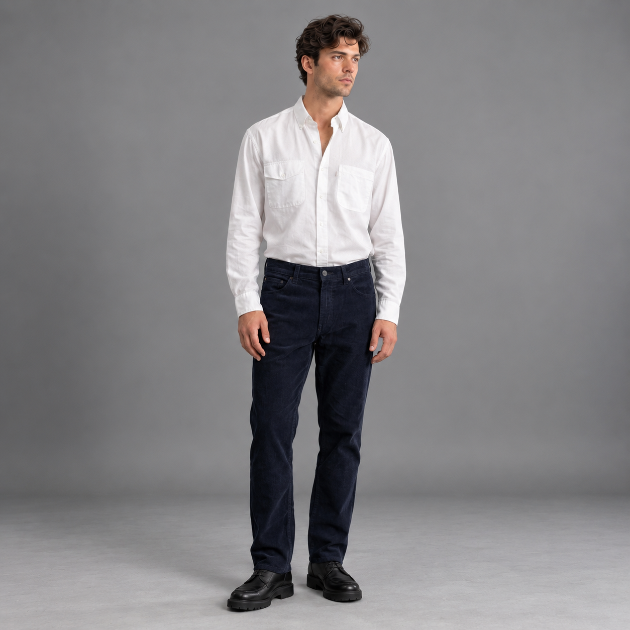 Pantalón Clásico Pana 180 Hombre Lec Lee Azul Oscuro