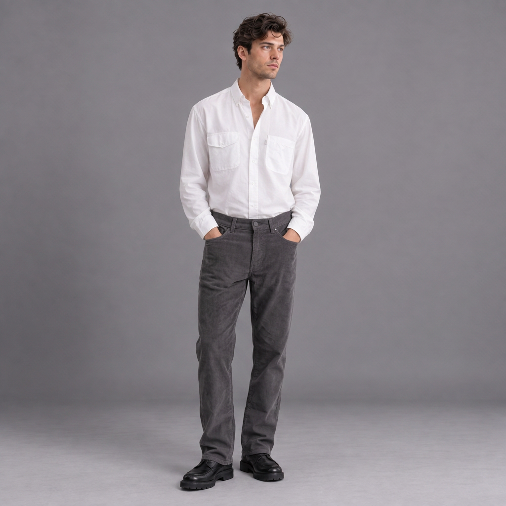 Pantalón Clásico Pana 180 Hombre Lec Lee Gris Oscuro