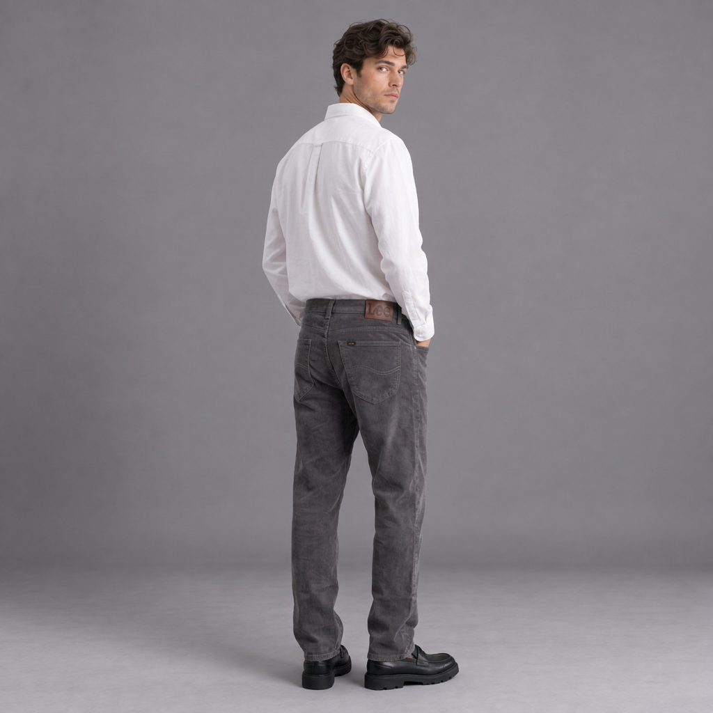 Pantalón Clásico Pana 180 Hombre Lec Lee Gris Oscuro