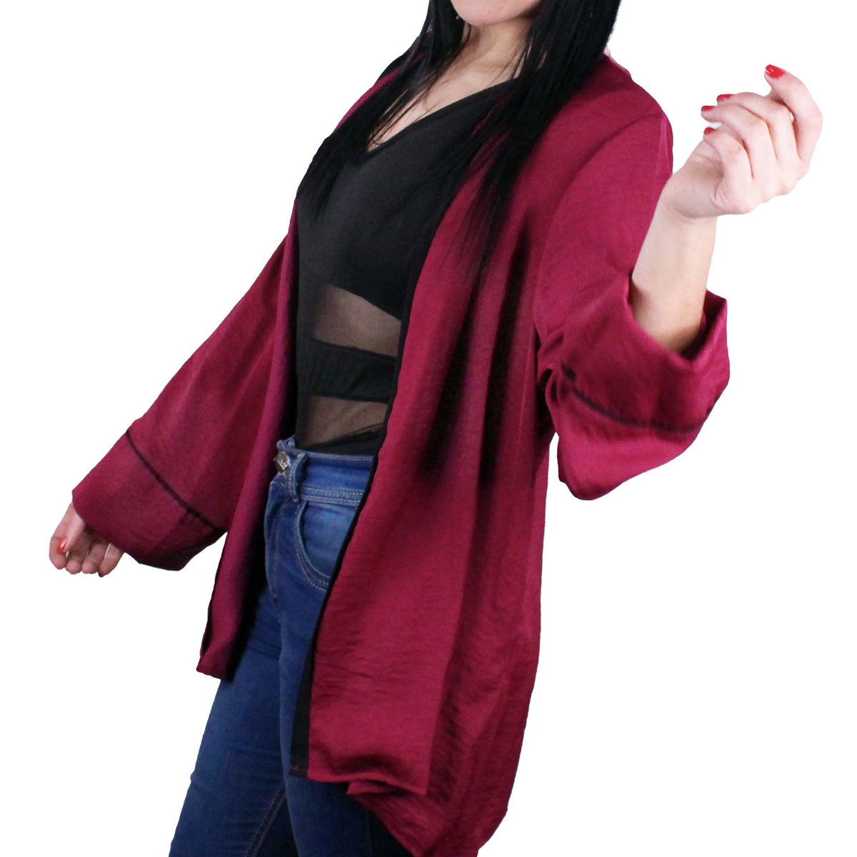 Kimono Corto De Mujer Lec Lee Vinotinto
